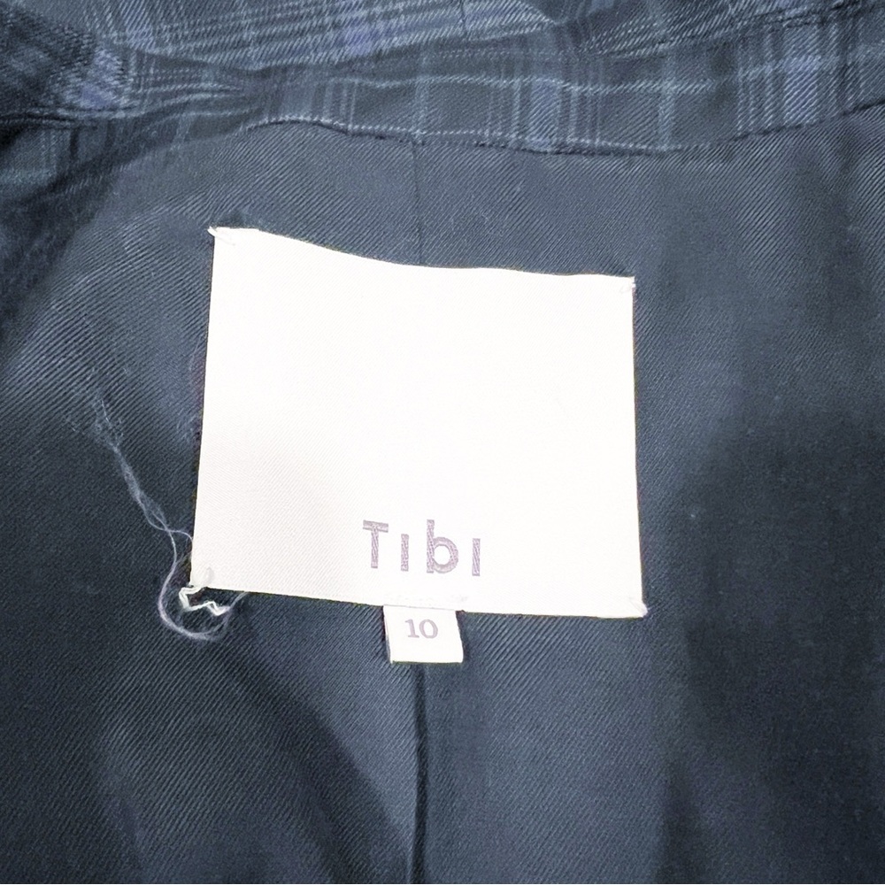 Tibi Marvel Plaid Wool Blend Tie Waist Blazer Jacket Size 10 - Picture 9 of 12